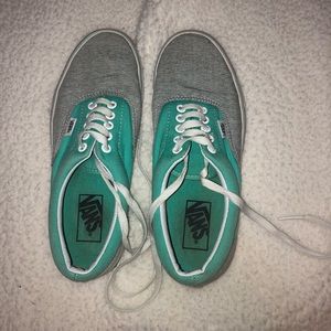 Blue, Gray, and White Polka Dot Vans